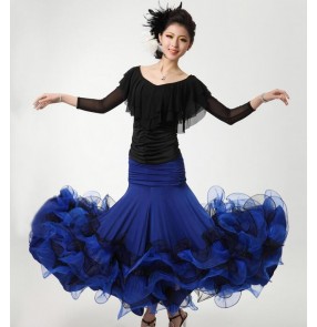 Women's royal blue , fuchsia and black big skirted ballroom dance skirt waltz  and top 