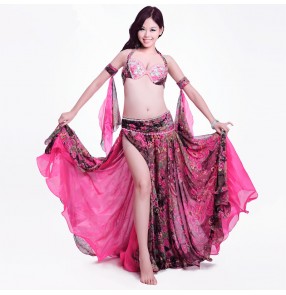 Women's sexy floral  belly dance costume sets bra skirt  armband belly dance dress