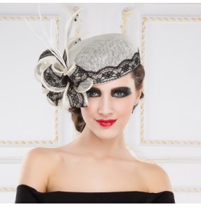 Women's sinmay pillbox hat wedding top hat  dress fedoras ivory 