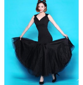 Women's sleeveless big skirted ballroom tango waltz dance dress 