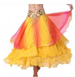 Women's full skirted floral printed flamenco dance skirt ballroom dance ...