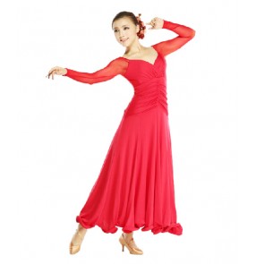 Women's full skirted floral printed flamenco dance skirt ballroom dance ...