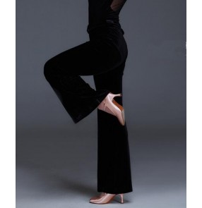 Women's velvet long length latin ballroom dance  pants