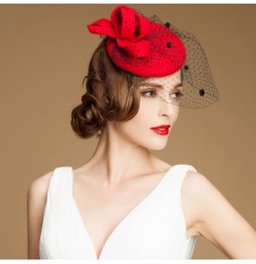Womens Dress Vintage Fascinators Wool pillbox  wedding party Hat  fedoras