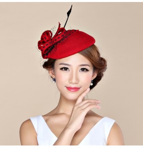 Womens Lady Vintage Fascinator 100% Wool Hair Pillbox Hat Bowknot Veil Felt Cocktail Party Wedding Socialite