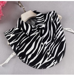 Japanese and Korean fashion Zebra prined fake collar half detachable collar shirt women's anti-wrinkle chiffon dickey collar wholesale