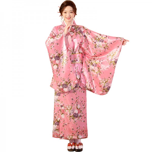 Japanese ladies traditional long formal Kimono dress cherry blossom ...