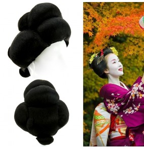 Japanese women geisha traditional kimono wig stage performance model show drama photography cosplay wig without headress