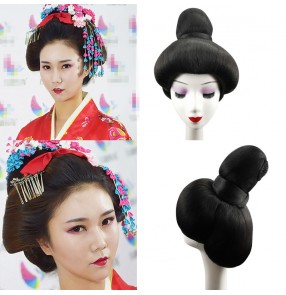 Japanese women's traditional kimono dress wig japanese geisha drama model show cosplay wig without headdress