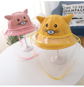 Kids anti-spitting fisherman's cap with face shield splash proof anti-dust protective outdoor sun cap for unisex baby