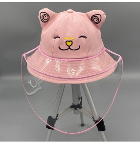 Kids anti-spray saliva cat fisherman's cap with face shield for children anti-uv sun protection protective hat for boy and girls