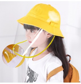 kids Anti-spray saliva droplet fisherman's cap with clear face shield dust outdoor sunscreen protective hat for children