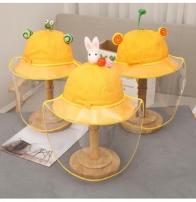 Kids anti-spray saliva fisherman's cap bucket hat with face shield dust proof sun protective cap for baby