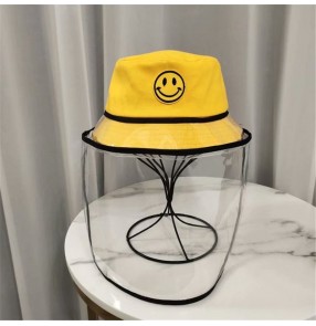 Kids anti-spray saliva spitting fisherman's cap with clear face shield dust proof sunscreen protective hat for children
