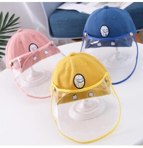 Kids Antidroplet baseball hat Visor Shield face mask Bucket Hat Face Protective Cover Sun Cap
