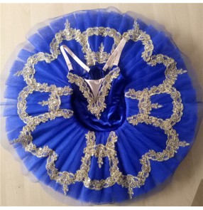 Kids baby royal blue velvet swan lake ballet dance dresses girls ballerina ballet dance costumes tutu skirts