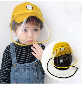 Kids baby toddlers anti saliva spitting baseball cap with face shield outdoor sun hat safety protective hat for children