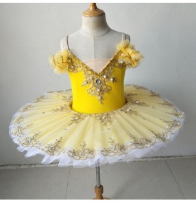 Kids ballet dance dresses children pancake yellow tutu skirts classical ballerina ballet dance dress 