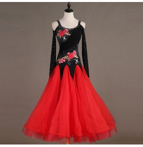 kids Ballroom dresses waltz tango dance skirts for kids girls women rhinestones stage performance costumes