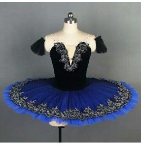 Kids blue swan lake classical ballet dance dresses children girls bellerina tutu pancake skirts ballet dance dresses