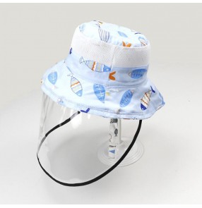 Kids cartoon fisherman's cap with face shield anti-spray saliva dust proof safety protective sun cap for baby