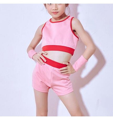 kids cheerleaders stage performance hiphop modern dance outfits for girls  boys rap break dance jazz singers model show party competition vest and  shorts