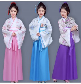 Kids chinese folk dance costumes hanfu dresses ancient traditional drama cosplay photography dancing robe and costumes