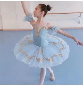 Kids classical swan lake ballet dance dresses stage performance pancake tutu skirt ballerina ballet dance dress