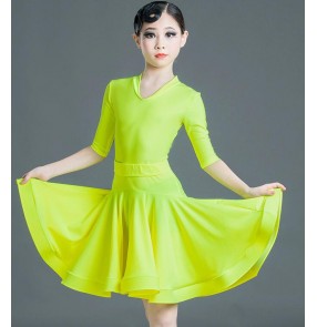 Kids competition performance latin dress ballroom salsa chacha dance dress practice exersises dance dresses robe latine pour enfants