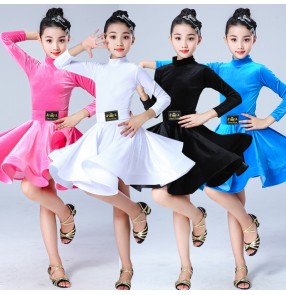 Kids competition velvet latin dance dresses ballroom dancing dress salsa rumba chacha dance costumes