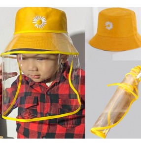 Kids fisherman hat with face shield anti-spray saliva safety protect sun cap for children