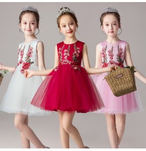 Kids girls princess ballet dress modern dance host singers chorus dresses stage performance flower girls dress costumes