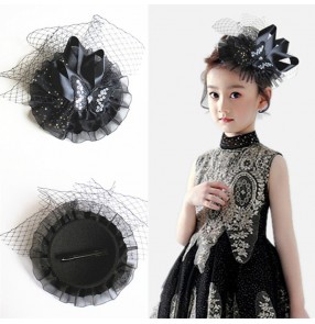 Kids girls stage performance headdress evening party singers flower girls butterfly fascinators mini top hat hair accessories