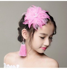 Kids girls stage performance host singer dancer head flower headdress party flower girls hair accessories