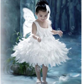 Kids halloween christmas party fairy angel cosplay feather dresses with wings princess photography anime drama cosplay dress