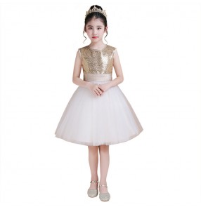 Kids jazz dance dresses fairy paillette singers modern dance chorus piano model party celebration evening flower girls dresses