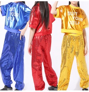 Kids jazz dance outfits girls boys sequin modern dance street dance hip hop stage performance competition party cosplay dancing sets