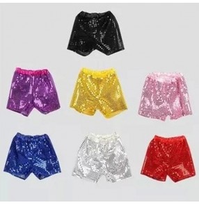 Kids jazz dance shorts sequin paillette modern dance hiphop singers dj ds school competition dancing shorts