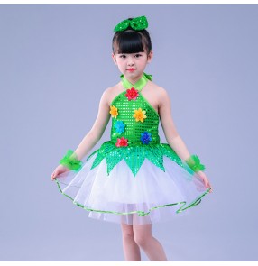 Kids modern dance spring jazz dance costumes for paillette boy girls show stage performance princess girls dance outfits