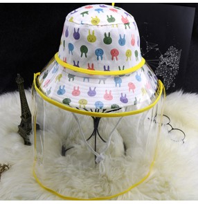 Kids outdoor anti-spray saliva cartoon fisherman's cap with face shield protective sun bucket cap for baby