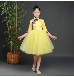 Kids princess dresses jazz singers chorus stage performance qipao dresses model show party dresses