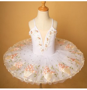kids rose flowers ballet dance dresses girls children tutu skirt pancake ballerina ballet dresses 