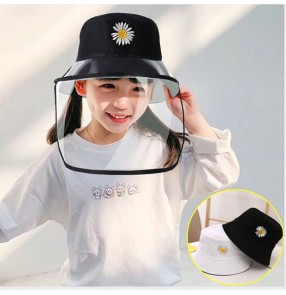 Kids school anti-spray direct splash anti-droplet double layers fisherman's cap with clear face shield outdoor protective hat for girls boys