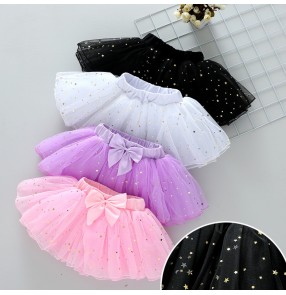 Kids star sequins modern ballet dance tutu skirts stage performance host singers glitter skirt costumes for children