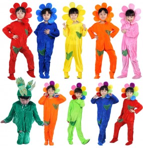 kids sunflowers modern dance cosplay costumes  for boys girls kindergarten school cosplay bodysuits