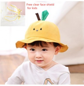 Kids toddlers Anti-spray saliva fisherman's cap with clear face shield ati-uv outdoor safety protective sun hat for boy girls