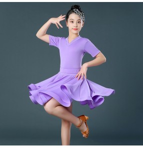 Kids turquoise wine purple latin dance dresses black red green latin dance costumes dress for girls 