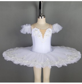 Kids white colored ballet dance dresses ballerina tutu skirts swan lake classical ballet dance costumes