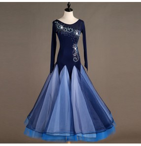 Kids women's ballroom dresses flamenco waltz tango competition long length dresses