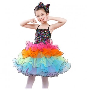 kindergarten Girls colorful skirt rainbow tutu skirts performance costume modern Dance skirt prince host singer event stage costume